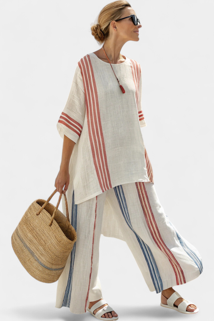 Solvane | Mediterrane streep linnen set