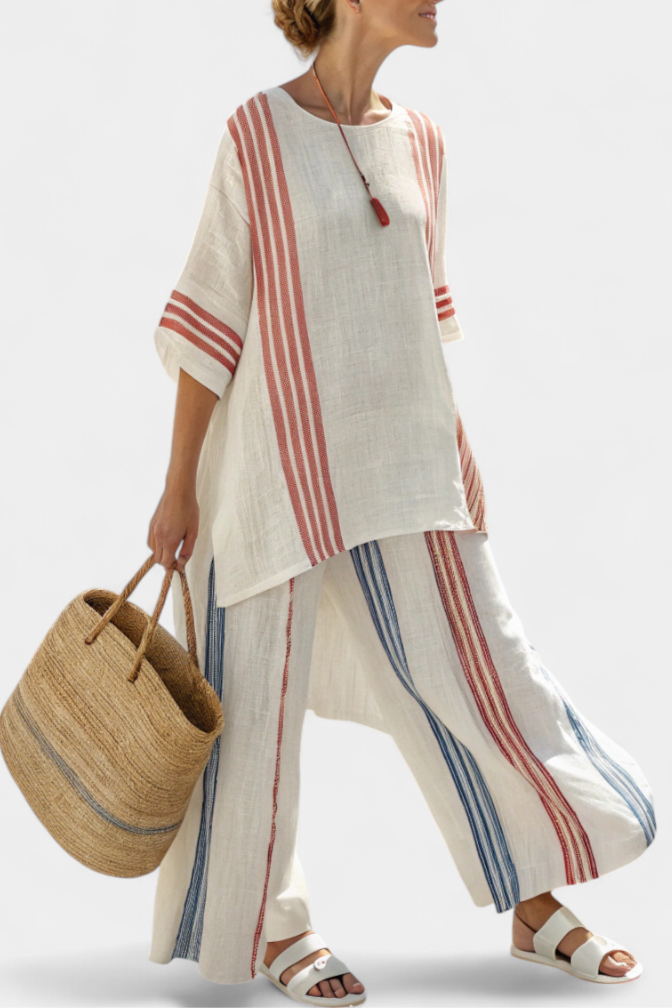 Solvane | Mediterrane streep linnen set