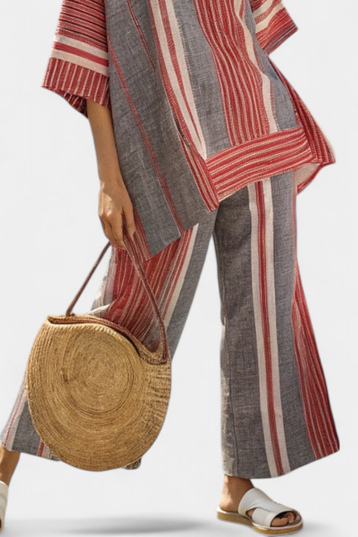 Bravine | Elegante koraal linnen set